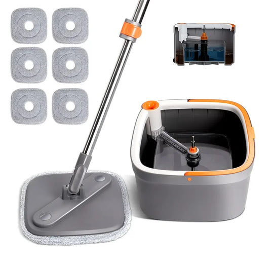 Spin Mop Bucket with Hands Free Squeeze Microfiber for Home Cleaning